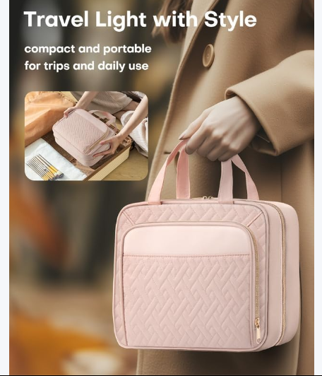 Large Travel Cosmetic Bag with Waterproof Hanging Hook