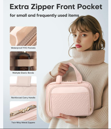 Large Travel Cosmetic Bag with Waterproof Hanging Hook